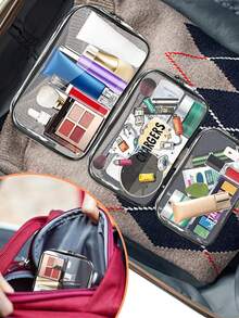 新品上市！多功能充电器旅行收纳包 - 透明洗漱包，旅行必备，便携式拉链旅行化妆包，沙滩透明PVC洗漱包，防水收纳袋，透明整理包，线缆USB收纳包，机场安检PVC化妆包，可收纳充电器、数据线和移动电源 - 彩色 - 查看 7