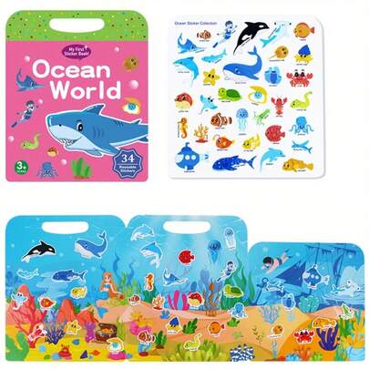 创意场景贴纸书套装 - 公主、动物、车辆和节日主题，便携式纸艺活动套装，适合旅行、日记和房间装饰