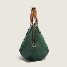 Luxus Damen Handtasche 2025 Neu Geprägte Krokodilleder Shopper Tasche, Modischer und vielseitiger grüner Schultertasche mit großer Kapazität, Retro-Lässig-Street-Style-Minimalismus-Celebrity-Design, Qualität Umhängetasche, Sommer Chic Muttertasche, Alles-Passendes großes Fassungsvermögen 2025 Neu Elegante und stilvolle Damentasche