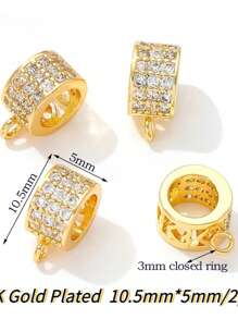 2 stuks 18K verguld messing metalen inleg zirkonia scharnierende hanger enhancer borgsluitingen DIY sieraden maken accessoires