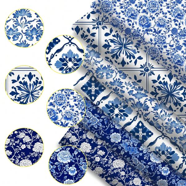 6pcs/Set 7.87x7.87inch Flower Series Precut Quilting Fabric Fat Quarter Fabric Bundle Polyester Quilting Squares For Patchwork DIY Crafts Projects DIY Wallet Making