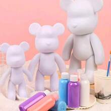 1pc (Only Blank Figurine, Painting Kit Not Included) DIY Gift Graffiti Painting Figurine, Fluid Bear Paints, Flowing Cute Bear Painting Creative Painting Supplies DIY Painting Set, Creative Home Decor Handmade Doll Small Statue Doll, Birthday/Valentine's Day Gift. (Random Style, Color With Slight Variations)