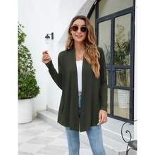 Newchoice Womens Casual Lightweight Long Sleeve Cardigan Soft Drape Open Front Fall Dusters (S-3XL) - Olive Green - View 7