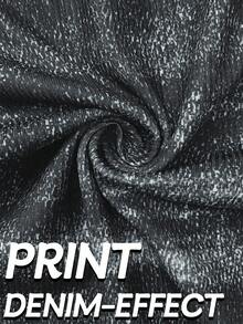 Kurze Hosen in Große Größen für Frauen mit hoher Elastizität und Jeansdruck Muster, lässige, bequeme gestrickte Sport Bermudas