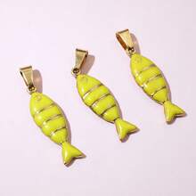 2pcs 28x7mm Stainless Steel Enamel Fish Charms Pendant With Pinch Clasp DIY Necklace Jewelry Making Accessories Findings - Fish - View 12
