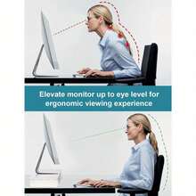 Computer Monitor Stand, Adjustable Monitor Riser Stand With Smartphone&Tablet Stand Holder, Foldable Width Monitor Stand For Computer, Laptop, Printer, Mesh Surface (White) - Black - View 2