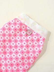 1 pieza Camisa para perros pequeños nueva de diseño de corazón a cuadros bicolor transpirable, con collar y correa incorporada, ligera, para verano