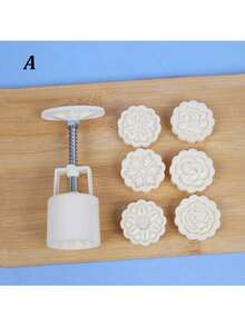 7pcs/set Cake Press Mold, Mung Bean Cake Model Printer, Hand-pressed Ice-skin Embossed Mold For Baking
