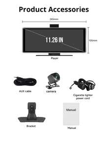 XUDA 2025 NEW 11.26 Inch 4K DVR Wireless Carplay And Android Auto Portable Dash Cam IPS Touch Screen Bluetooth Audio Dual Lens Recorder