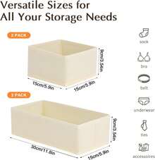 Drawer Organizers Clothes, Set Of 4 Dresser Organizer Bins, Fabric Closet Organizers And Storage, Shallow Drawer Dividers For Nursery, Clothing, Clothes, Socks, Underwears, Tie (Beige) ODR1 - 淺褐色的 - 查看 2