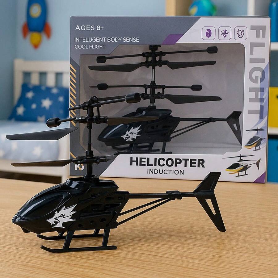 Helicóptero Voador por Indução com Luzes LED Brinquedo Infantil Recarregável Sem Controle