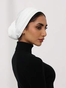 1pc Women Classic Solid Color Elegant 3-Layer Turban ,WomenHeadscarf With Long Soft Flowing Tail, Fashion Headwrap Absorbent Breathable Comfortable High-Grade Knitted Fabric, Suitable For Daily, Yoga, Outdoor For Dress - 3-layer Long Ribbon Hijab - View 23