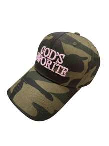 God's Favorite Embroidered Camouflage Jungle Splatter Print Streetwear Baseball Cap (Print Pattern And Hang Tag Randomly Assorted)