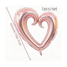 1pc 42-Inch Rose Gold Pink Heart Shape Balloon, Party Decor Suitable For Various Theme Parties, Birthday, Wedding, Engagement - Pink - View 2