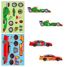 6/12/36 Sheets Make Your Own Car Stickers For Teens, Cartoon 6 Race Cars DesignsMake A Face Stickers For Party Favor Stickers, Decorative Laptop Scrapbook,School Supplies,Back To School - Multicolor - View 5