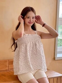 Áo hai dây màu trắng kiểu dáng nghỉ dưỡng YIU dành cho nữ, thiết kế hở vai, xếp lớp, thích hợp mặc hàng ngày và đi nghỉ mát. - Đỏ - Xem 8