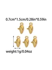 5pcs/Pack 304 Stainless Steel Corn Shaped Bracelet, Necklace, Keychain, Pendant Craft Materials