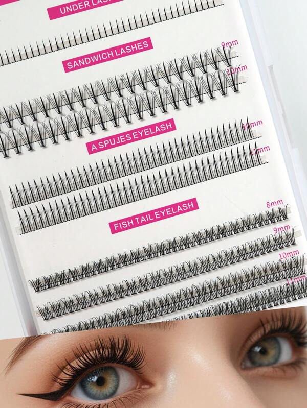 320pcs Soft Natural Individual Mink Lashes Extension Hybrid Mix, Waterproof Seamless 3D Eye Definition, Suitable For Daily Makeup Or Outdoor Events