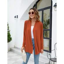 Newchoice Womens Casual Lightweight Long Sleeve Cardigan Soft Drape Open Front Fall Dusters (S-3XL) - Burnt Orange - View 7