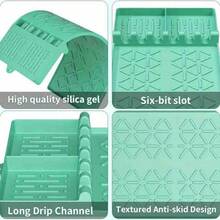 1pc Silicone BBQ Side Shelf Mat,Drip Mat And Protective Fittings, With Six-Slot Cutlery Rack, Non-Slip Design, Suitable For BBQs - Green - View 6