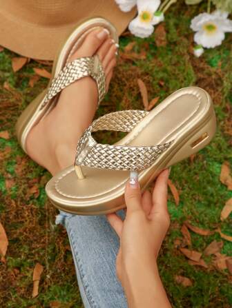 Damplatåsandaler med kilrem, nya sommarsandaler med hög klack och ökad höjd