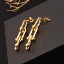 1pc 18K Gold Stainless Steel U-Shaped Horseshoe Ring Accessories For Women, Hip-Hop Style, Suitable For Daily Wear, Gift For Girlfriend, Friend