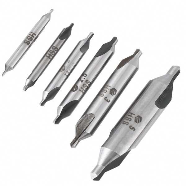 Set di 6 pezzi di punte per foratura centrale in acciaio ad alta velocità, diametri 1/1,5/2/2,5/3/5 mm, adatto per falegnameria, decorazione della casa, foratura di fori