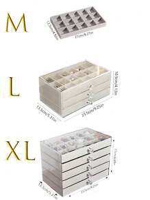 1pc, 54 Compartments, 5 Layers, Transparent, Velvet Cloth, Acrylic Jewelry Storage Box - Large Capacity Earrings, Rings, Necklaces Storage, Home And Travel Dual Use, Fade-Resistant Padded Drawer Design, Women's Gift, Modern Style Jewelry Box