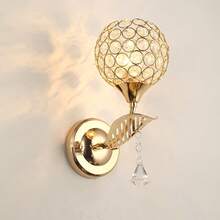 Crystal Leaf Wall Lamp, Nordic Style Bedside Lamp, Modern Minimalist Living Room, Hallway, Balcony, Study Room Lighting Fixture (Bulb Not Included) - Gold - View 11