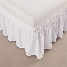 [18-Inch White Brushed Bed Skirt]Bed Skirt,Bed Skirt Queen Size,Queen Bed Skirt, Elegant 18-Inch White Polyester Bed Skirt - 90gsm Brushed Fabric With Double Elastic Bands, Contemporary Style, Machine Washable For Modern Bedroom Decor