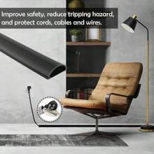 1pc 2m Floor Wire Protection Cover, Self-Adhesive, Wear-Resistant Wire Hider, Floor Cable Management Wire Protection Cover, Wire Protection Sleeve, Decorative Wire Protection Strip, Suitable For Office And Home Rooms
