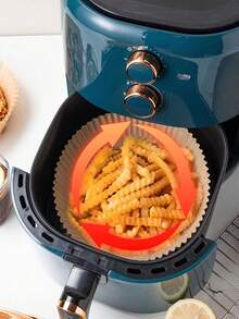 100个方形一次性空气炸锅内胆、纸质空气炸锅内胆、纸质篮碗、烤盘、烤箱配件、烘焙工具、厨房小工具、厨房配件 - 本色圓形 - 查看 5