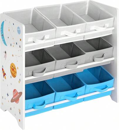 SONGMICS UGKR33WT - Estante de almacenamiento infantil para juguetes y libros, con 9 cajas extraíbles