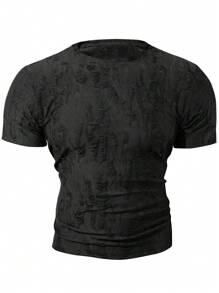 Men Summer Distressed Style Fashionable Casual Versatile Short Sleeve T-Shirt