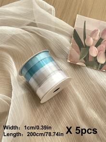 5 Rolls Multicolor Polyester Ribbon, Gift Wrapping, Floral DIY, Craft Decorative Satin Ribbon, High-End Tulle Ribbon For Flower Bouquet, Birthday Gift Packaging - Multicolor - View 11