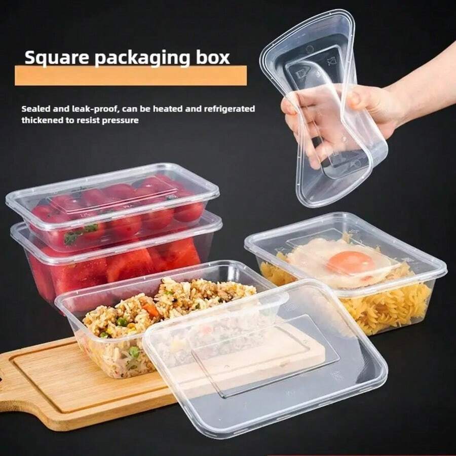 20/40 piezas Contenedores de almacenamiento desechables transparentes con tapa - Aptos para microondas, Envases de plástico para llevar, Contenedores de alimentos desechables a prueba de fugas, Cajas de almacenamiento de alimentos desechables rectangulares para el hogar, la cocina, comidas, fiestas, picnics, catering y embalaje de alimentos - Multicolor - Ver 1