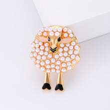 1 buc Vintage Faux Pearl Drăguț Miel Animal Broșă High-End Doamnelor Șal Guler Pin Rucsac pentru Școală