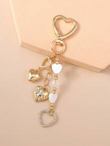 1pc Creative Faux Pearl Tassel Hollow Heart Key Chain, Everyday Accessory Car Accessories Bag Charm Backpack For School - Multicolor - View 8