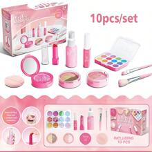 3/10/12pcs Girls Pretend Makeup Toys Beauty Salon Set, Realistic Lipstick Eyeshadow Vanity Playset, Suitable For 4-8 Years Old Girl, Fashion Makeup Party Gift For Kids Christmas Birthday (No Real Cosmetics)