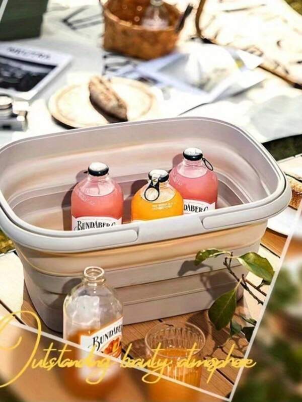 1 Stück faltbarer Aufbewahrungskorb mit Griff, geeignet für Outdoor, Küche, Wohnzimmer und Esszimmer Organisation, Haushaltslagerung und Picknick, zufällige Farben und Stile