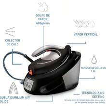 Generador de Vapor Express, suela con tecnología Durilium AirGlide, depósito de 1.8 L, fácil de usar, elimina pliegues de cualquier tipo de prenda, Negro/Plata, SV8062X0