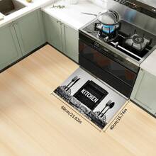 Kitchen Rug And Mat Set With My Kitchen Phrase Pattern, Non-Slip Washable, Kitchen Cushion, Smooth Soft Comfortable Easy To Clean Material, Suitable For Bedroom, Living Room, Dining Room, Kitchen, Bathroom, Entryway