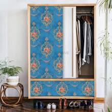 1 Rotolo di carta da parati autoadesiva rimovibile con motivo floreale blu, carta da parati adesiva moderna per decorazione di pareti, piani di lavoro, mobili, camere da letto, disponibile in lunghezze da 1m, 2m, 3m, 5m, 7m, 10m