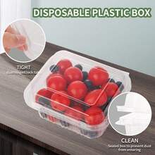 Caja de empaque de plástico transparente desechable (50 unidades) con tapa, cajas de plástico desechables para llevar, caja para frutas y verduras, usada para contener frutas, verduras, ensalada - 1 - Ver 4