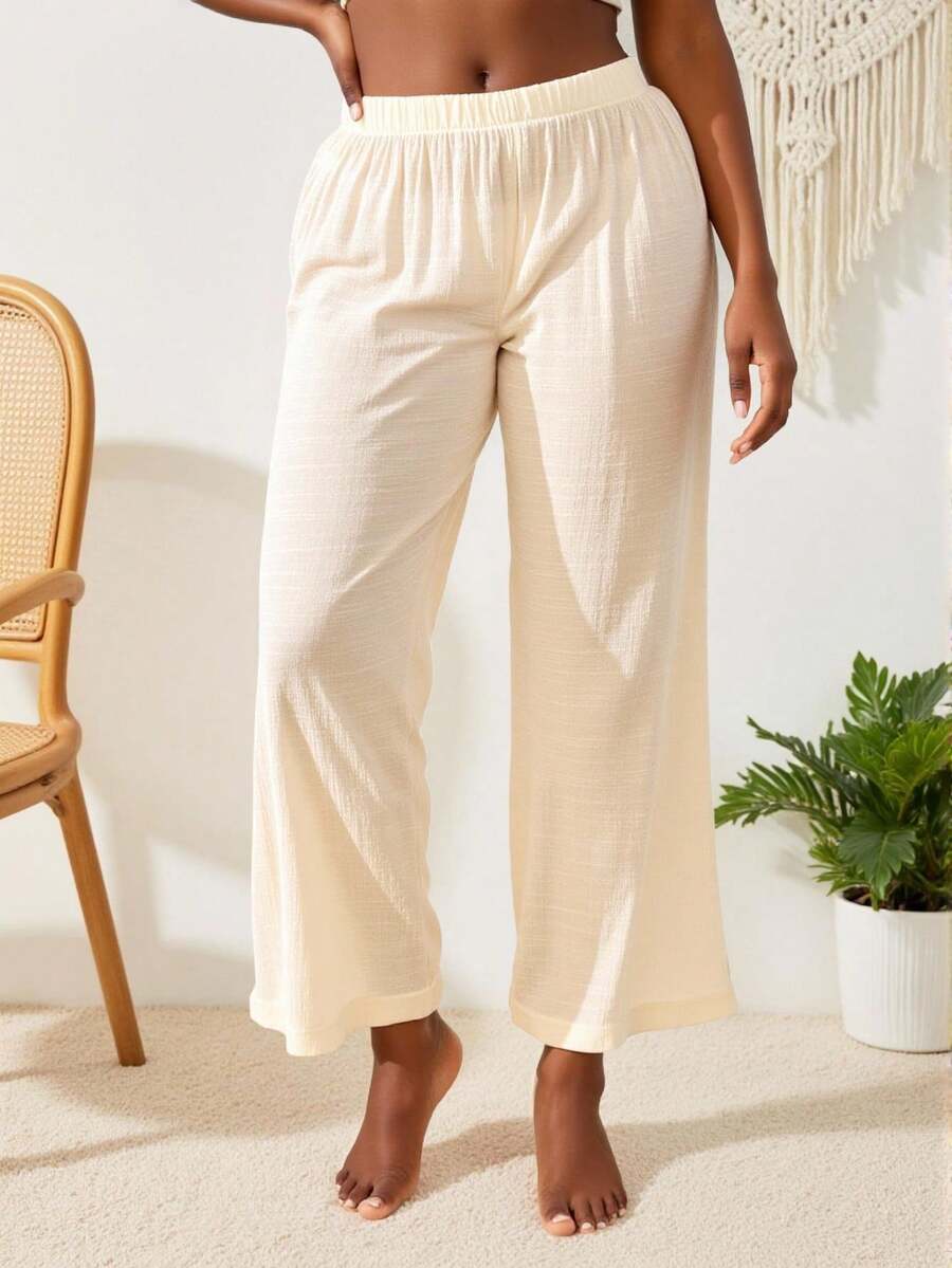 Slaydiva 女式大码休闲纯色上衣和裤子套装