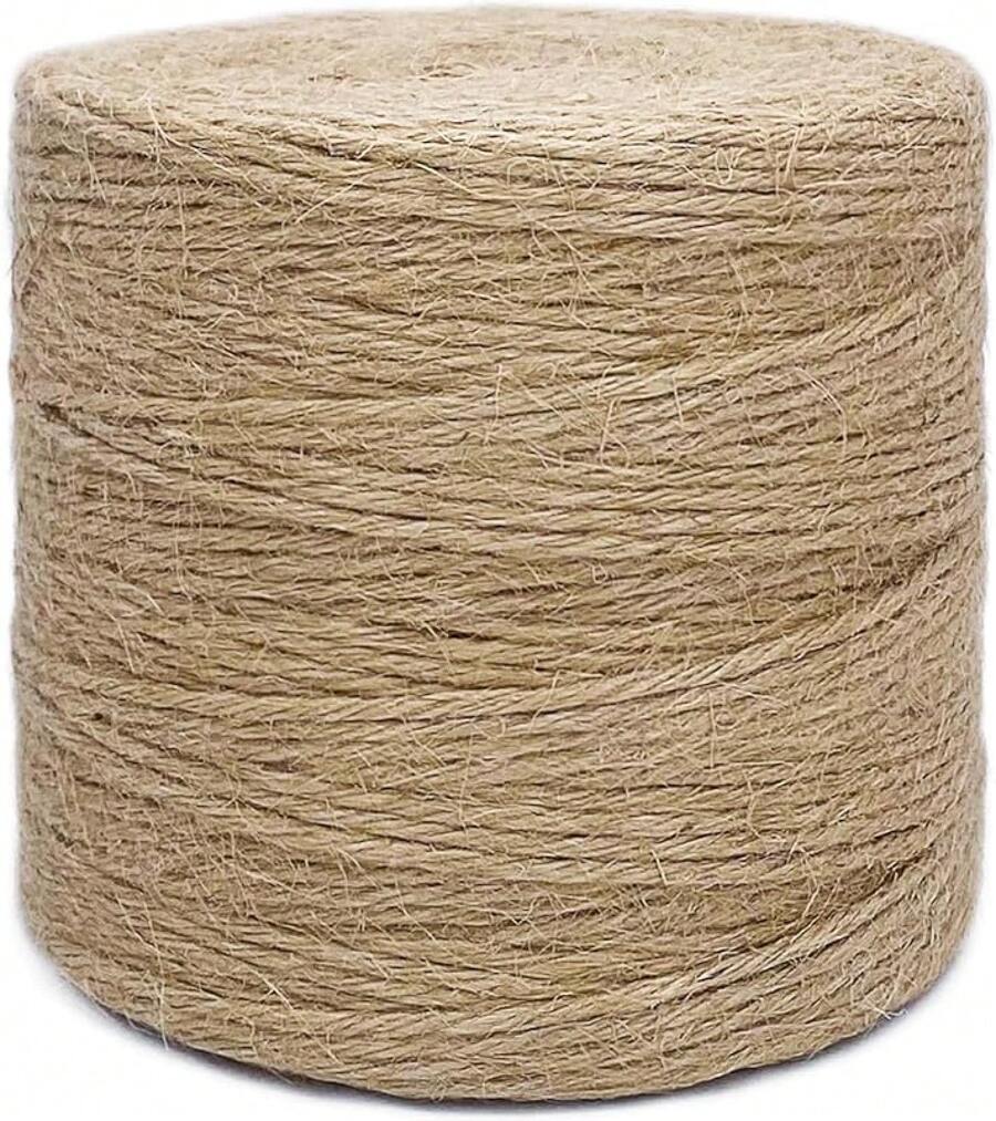 500FT Jute Twine Rope 3mm Natural Thick Garden Twine String Heavy Duty For Gardening Bundling Crafts Arts Gift Wrapping Packing Material Wedding Christmas Decoration Bulk - 3mm - 查看 1