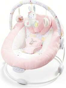 LADIDA Soft Padded Bouncer – Soothing Music And Gentle Vibration, Pretty Pink Rabbit Theme - Pink - View 6