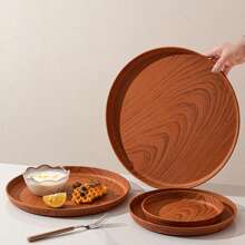 3 Stück Kunststoff Rund Tablett, Lebensmittel Tablett, Tee Tablett, Haushalt Wasser Tasse Aufbewahrungstablett, Café Snack Tablett, geeignet für Küche, Wohnzimmer, Outdoor-Party