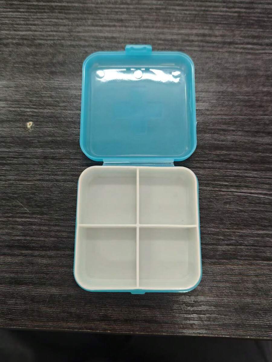 1pc 4 Grids Medicine Storage Box - Blue - View 1