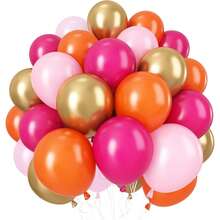 24pcs 10inch Light Pink & Orange Metallic Gold Balloons, Suitable For Summer Tropical Theme Party, Graduation, Back To School, Wedding, Engagement, Birthday, Bridal Shower, Balloon Decor, Photo Props - Orange - View 3